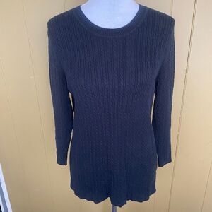 Croft & Barrow women L scoopneck cable knit longsleeve sweater black